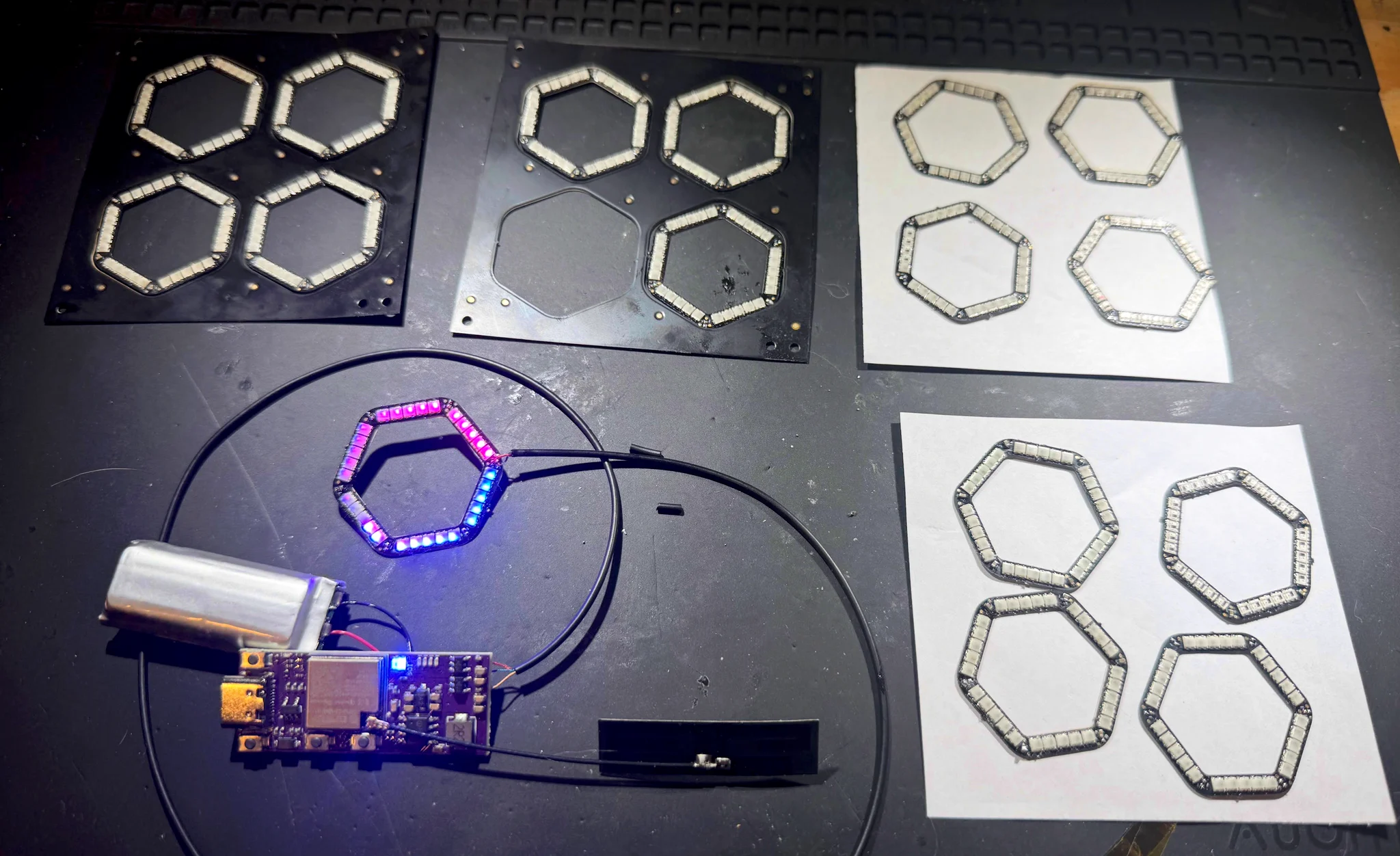 flexiglow wearable hexagon neopixels — finished project